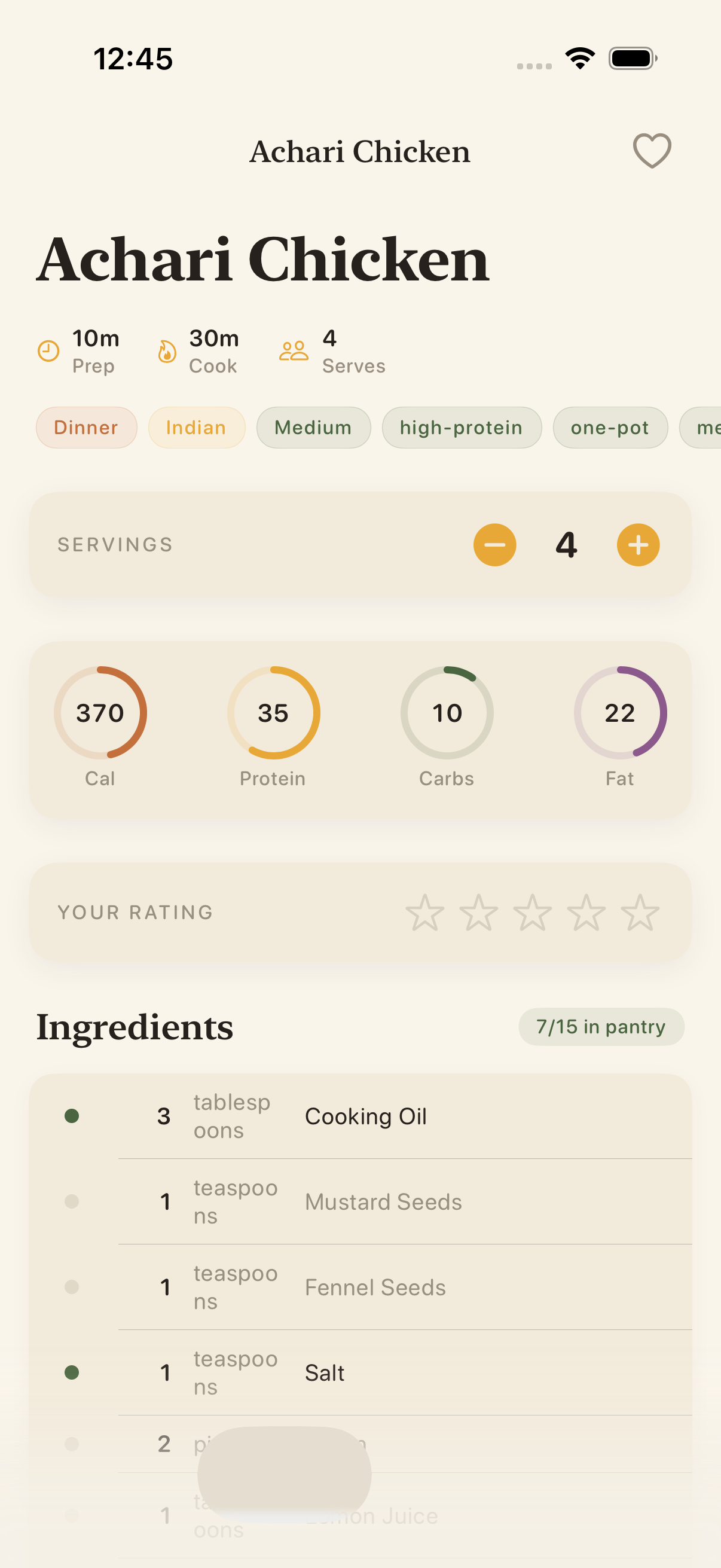 BatchPrep meal planning screen showing weekly meal plan with recipes